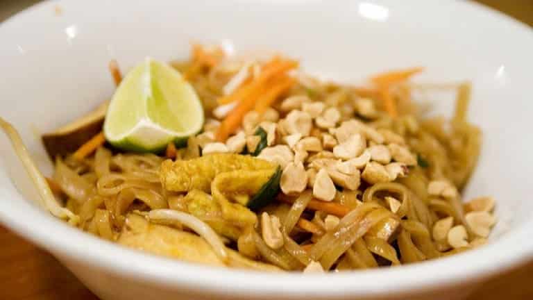 Pad Thai original Thai recipe, stir-fried rice noodles